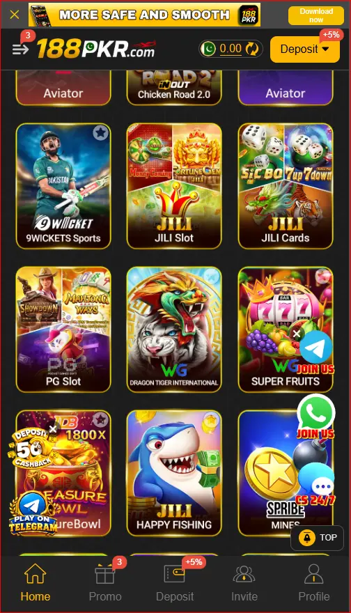 categories available inside 188PKR Game