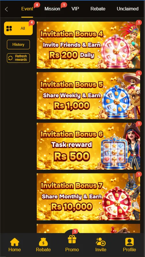 8555Bet Game bonus and promotions page showing available offers