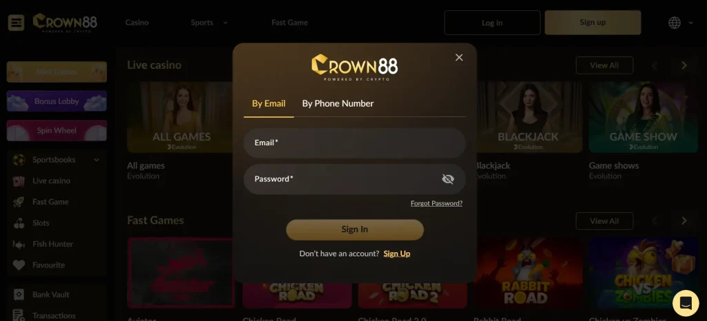login screen for existing Android users
