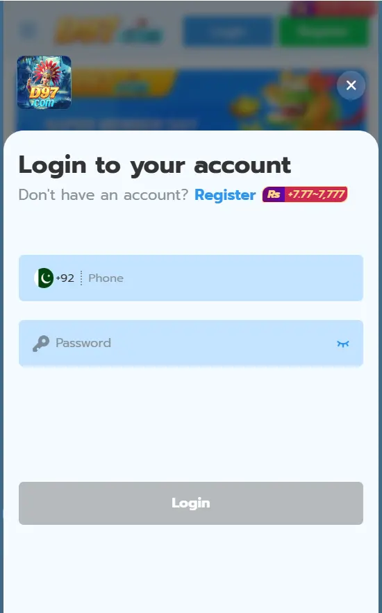 Game login page