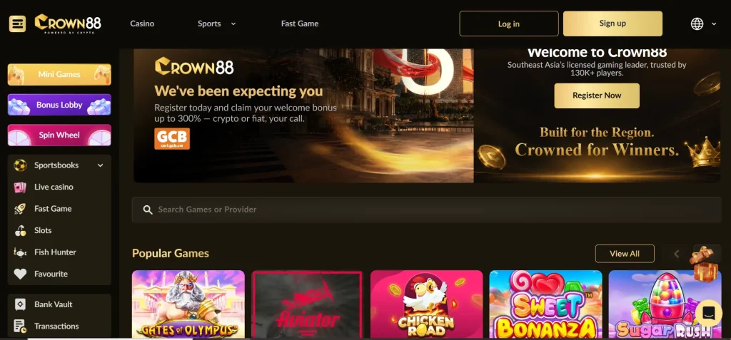 C88PKR Game home screen showing the main mobile dashboard