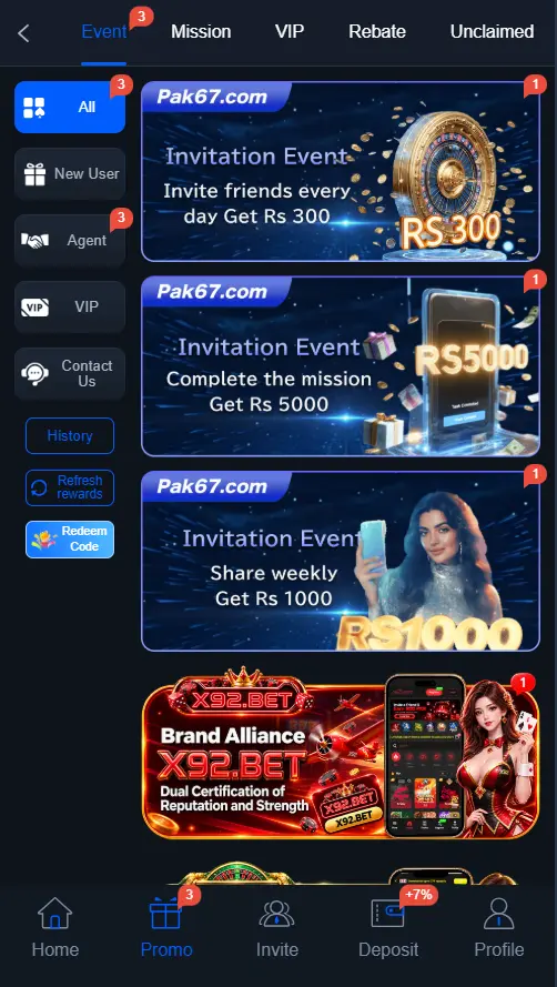 promotions and bonus section