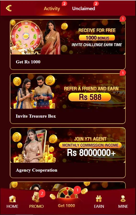 promotions and bonus section