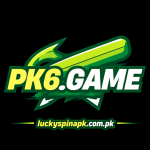 PK6 Game green and yellow logo with luckyspinapk.com.pk website name